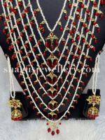 Grandiose Lucknowi Satlada Set - Ruby (Red) [Click inside image for HD quality] - Image 3