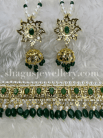 Iconic Classic Jadavi (Jadau/Choker) Set - Emerald (Green) [Click inside image for HD quality] - Image 2