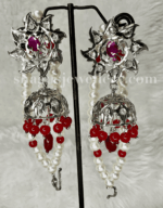 Antique Beauty Silver Dulhan Hyderabadi Set - Ruby (Red) [Click inside image for HD quality] - Image 9