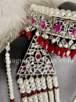 Antique Beauty Silver Dulhan Hyderabadi Set - Ruby (Red) [Click inside image for HD quality] - Image 7