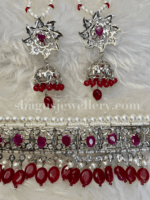 Ravishing Silver Jadavi Set - Ruby (Red) [Click inside image for HD quality] - Image 3