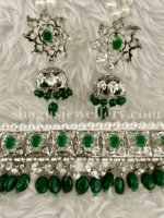 Ravishing Silver Jadavi Set - Emerald (Green) [Click inside image for HD quality] - Image 2