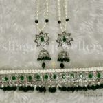 Ravishing Silver Jadavi Set - Emerald (Green) [Click inside image for HD quality]
