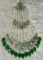 Antique Beauty Silver Dulhan Hyderabadi Set - Emerald (Green) [Click inside image for HD quality] - Image 5