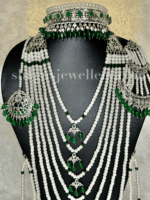 Antique Beauty Silver Dulhan Hyderabadi Set - Emerald (Green) [Click inside image for HD quality] - Image 3