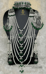 Antique Beauty Silver Dulhan Hyderabadi Set - Emerald (Green) [Click inside image for HD quality]
