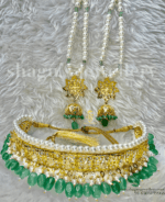 Iconic Classic Jadavi (Jadau/Choker) Set - Onyx Green [Click inside image for HD quality] - Image 3