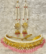 Iconic Classic Jadavi (Jadau/Choker) Set - Pink [Click inside image for HD quality]