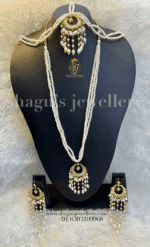 Splendid White Chand Bali Set w/ Mathapatti [Click inside image for HD quality]