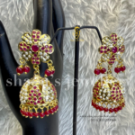 A+ Dazzling Pearl Studded Big Jhumka - Ruby (Red) [Click inside image for HD quality]