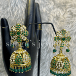 Dazzling Pearl Studded Big Jhumka - Emerald (Green) [Click inside image for HD quality]