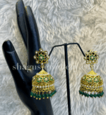 Awesome Pearl Studded Jhumka - Emerald (Green) [Click inside image for HD quality] - Image 3