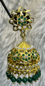 Awesome Pearl Studded Jhumka - Emerald (Green) [Click inside image for HD quality] - Image 2