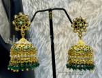 Awesome Pearl Studded Jhumka - Emerald (Green) [Click inside image for HD quality]