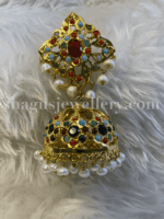 Hypnotic Real Navratan Big Jhumka [Click inside image for HD quality] - Image 3