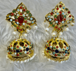 Hypnotic Real Navratan Big Jhumka [Click inside image for HD quality] - Image 2