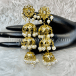 Snazzy White Pearl 3-Layers Jhumka [Click inside image for HD quality]