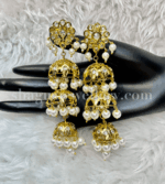 Snazzy White Pearl 3-Layers Jhumka [Click inside image for HD quality]