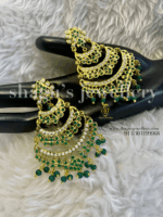 Striking Pearl Studded Earrings - Emerald (Green) [Click inside image for HD quality]