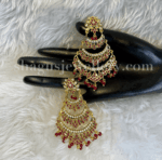 A+ Striking Pearl Studded Earrings - Ruby (Red) [Click inside image for HD quality] - Image 3