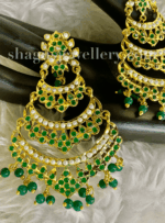 Striking Pearl Studded Earrings - Emerald (Green) [Click inside image for HD quality] - Image 2