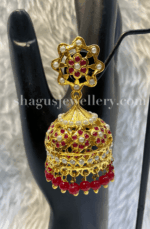 Awesome Pearl Studded Jhumka - Ruby (Red) [Click inside image for HD quality] - Image 2