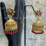 Awesome Pearl Studded Jhumka - Ruby (Red) [Click inside image for HD quality]