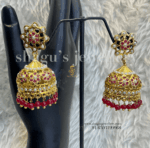 Awesome Pearl Studded Jhumka - Ruby (Red) [Click inside image for HD quality]