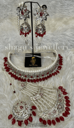 Breathtaking Silver Dulhan Jadavi Set - Ruby (Red) [Click inside image for HD quality]