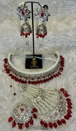 Antique Beauty Silver Dulhan Hyderabadi Set - Ruby (Red) [Click inside image for HD quality] - Image 2